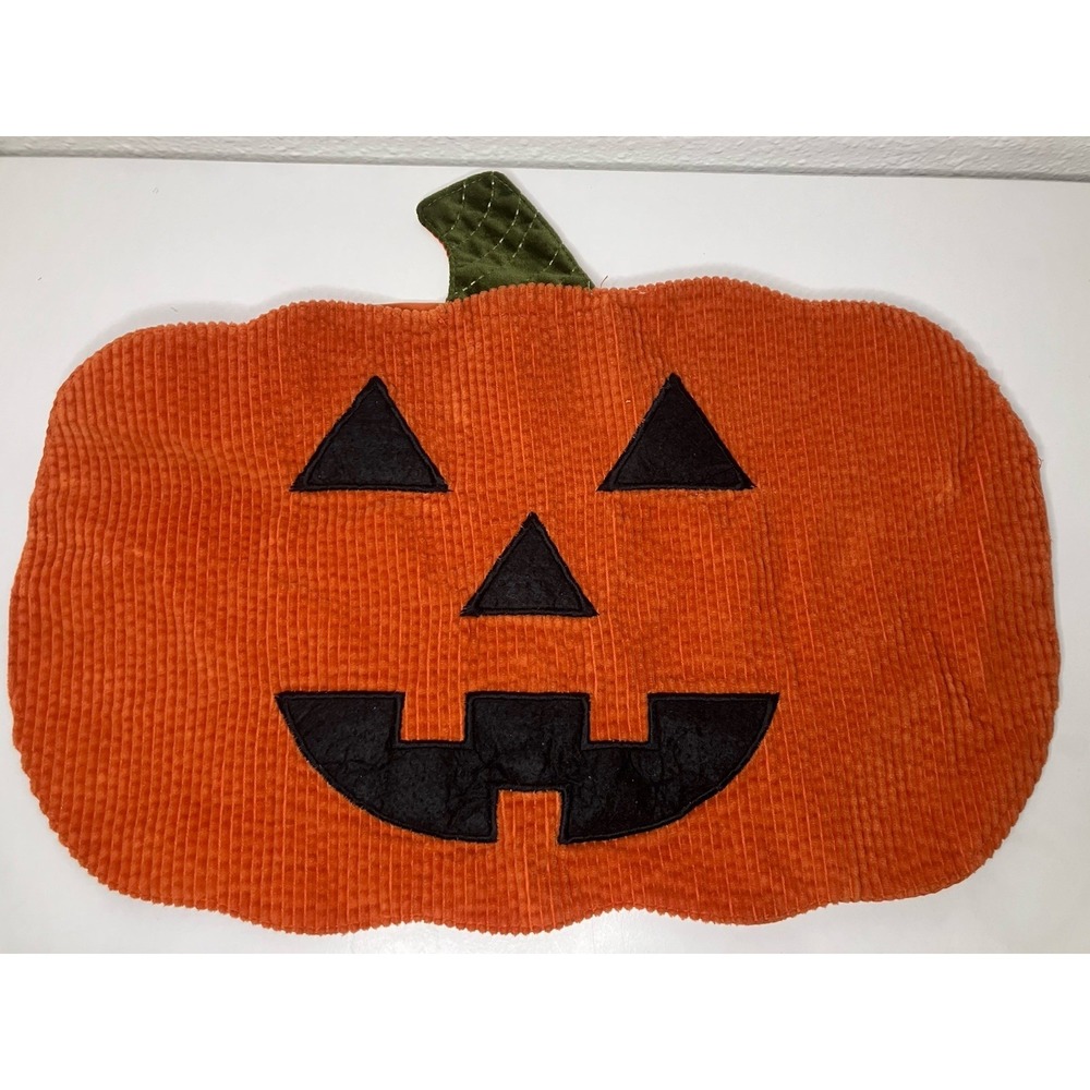 Sweet Street‎ Placemat Jack-o'-lantern Halloween Fall Corduroy Orange Black